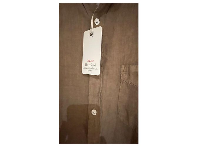 Camicia Hartford in lino marrone khaki XL Cachi Marrone chiaro - vista 4
