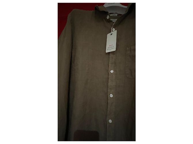 Camicia Hartford in lino marrone khaki XL Cachi Marrone chiaro - vista 5