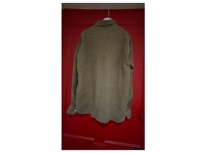 Camicia Hartford in lino marrone khaki XL Cachi Marrone chiaro - vista 6