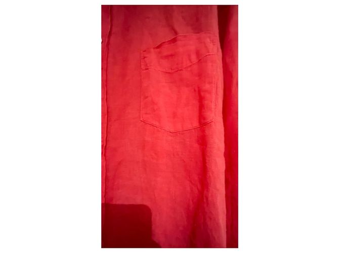 Camicia Hartford in lino rossa a maniche lunghe XL Rosso - vista 3