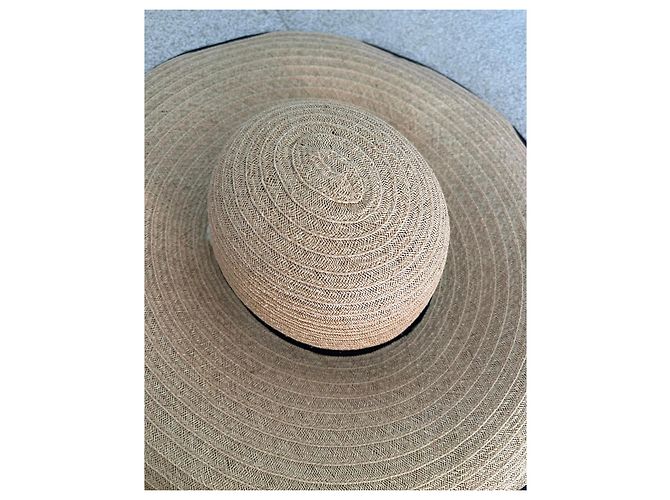 Camelia Chanel Strohhut mit schwarzem Rand, Größe T.S Beige - Ansicht 10