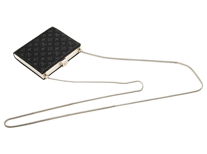 Mini Ange in satin nero Monogram Louis Vuitton - vista 10