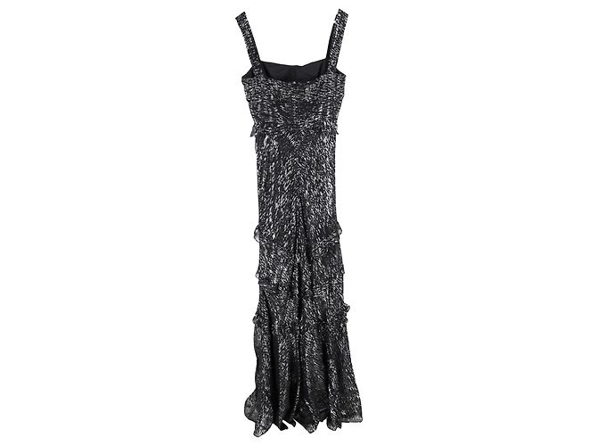Autre Marque Saloni Chandra Rüsch Abendkleid aus schwarzer Seide - Ansicht 2