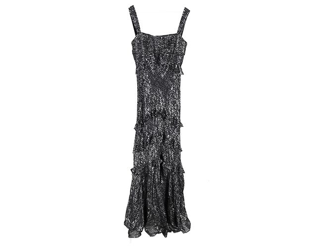 Autre Marque Saloni Chandra Rüsch Abendkleid aus schwarzer Seide - Ansicht 4