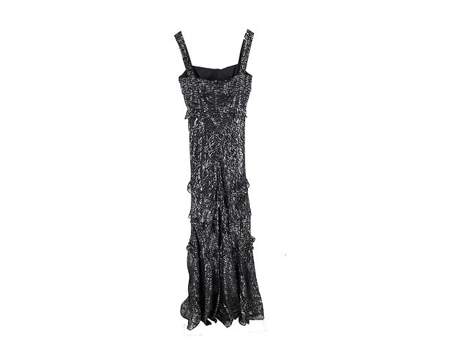Autre Marque Saloni Chandra Rüsch Abendkleid aus schwarzer Seide - Ansicht 5