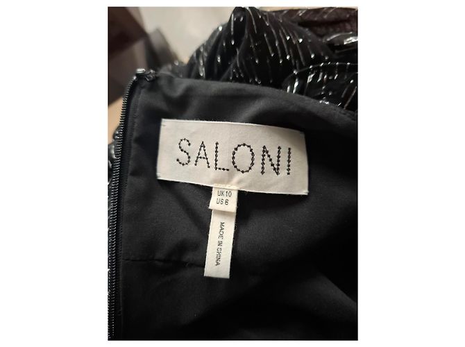 Autre Marque Saloni Chandra Rüsch Abendkleid aus schwarzer Seide - Ansicht 6