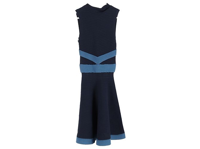 Vestido mini sem mangas em viscose azul marinho da Fendi - vista 2