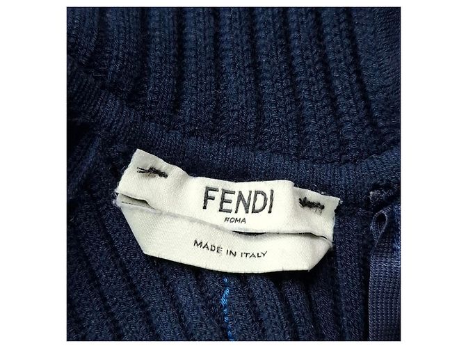 Vestido mini sem mangas em viscose azul marinho da Fendi - vista 3