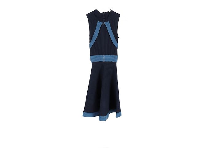 Vestido mini sem mangas em viscose azul marinho da Fendi - vista 4