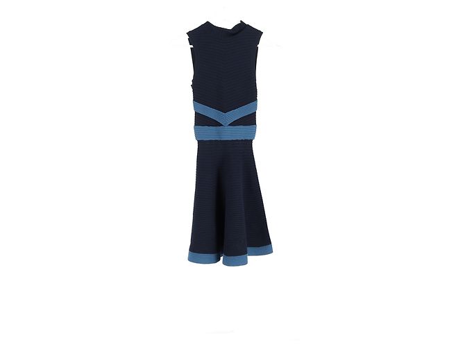 Vestido mini sem mangas em viscose azul marinho da Fendi - vista 5