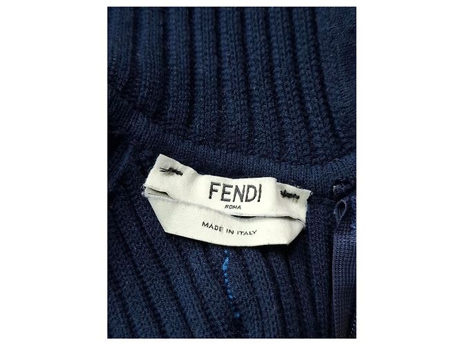 Vestido mini sem mangas em viscose azul marinho da Fendi - vista 6