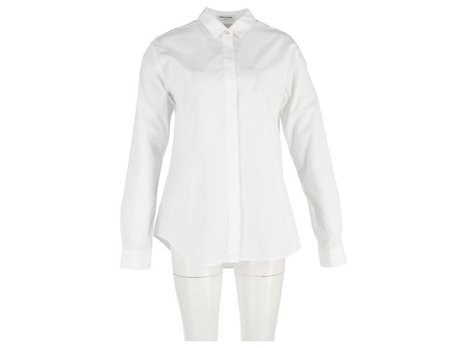 Camisa Oxford Saint Laurent en algodón blanco Crudo - vista 4