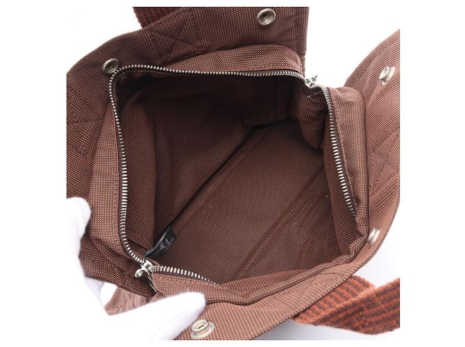 Hermès Borsa tote in nylon Aline PM Hermes marrone - vista 4