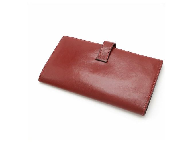 Cartera larga de cuero Béarn de Hermès Castaño Burdeos - vista 2