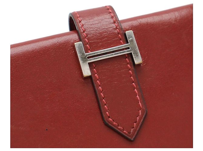 Cartera larga de cuero Béarn de Hermès Castaño Burdeos - vista 4