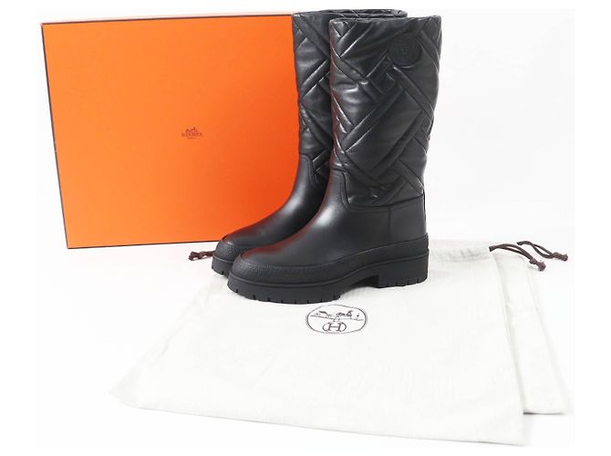 Hermès Hermes Fuji Ex Libris Lederstiefel schwarz 36.5 - Ansicht 2