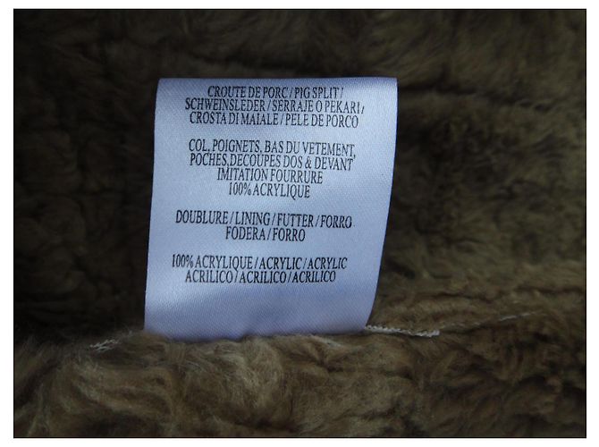 Manteau en cuir Ikks marron clair avec fausse fourrure - vue 8