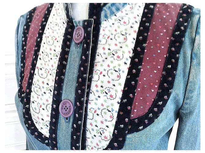 Marc Jacobs Trendy Folk Denim Jacke mit Samtdetails Blau - Ansicht 11