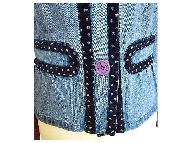 Marc Jacobs Trendy Folk Denim Jacke mit Samtdetails Blau - Ansicht 12