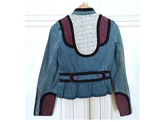 Marc Jacobs Trendy Folk Denim Jacke mit Samtdetails Blau - Ansicht 17
