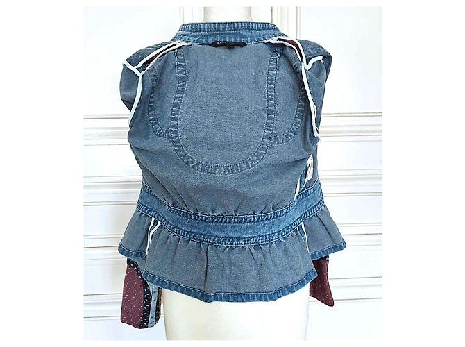 Marc Jacobs Trendy Folk Denim Jacke mit Samtdetails Blau - Ansicht 18