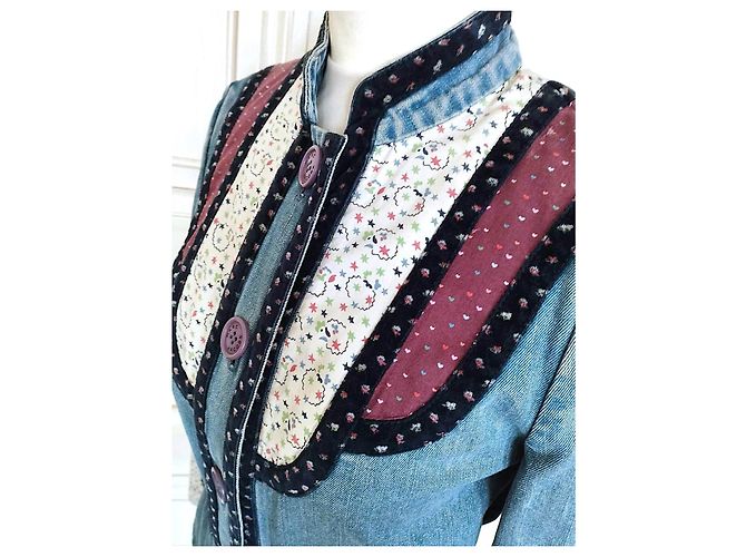 Marc Jacobs Trendy Folk Denim Jacke mit Samtdetails Blau - Ansicht 2