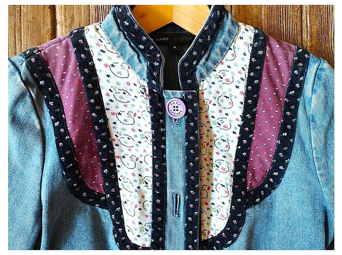 Marc Jacobs Trendy Folk Denim Jacke mit Samtdetails Blau - Ansicht 20