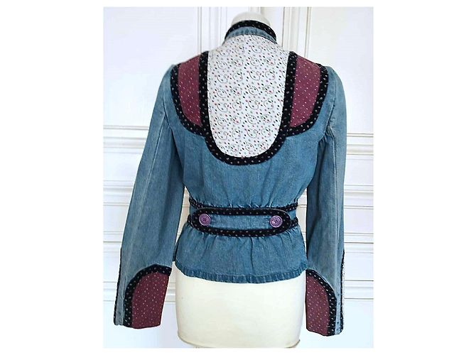 Marc Jacobs Trendy Folk Denim Jacke mit Samtdetails Blau - Ansicht 4