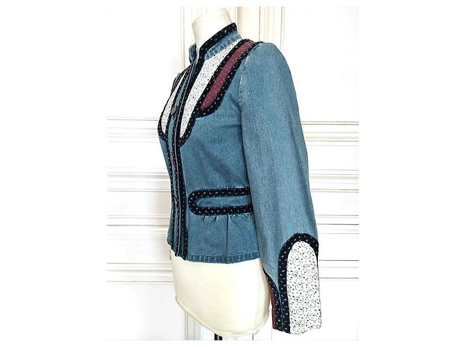 Marc Jacobs Trendy Folk Denim Jacke mit Samtdetails Blau - Ansicht 7