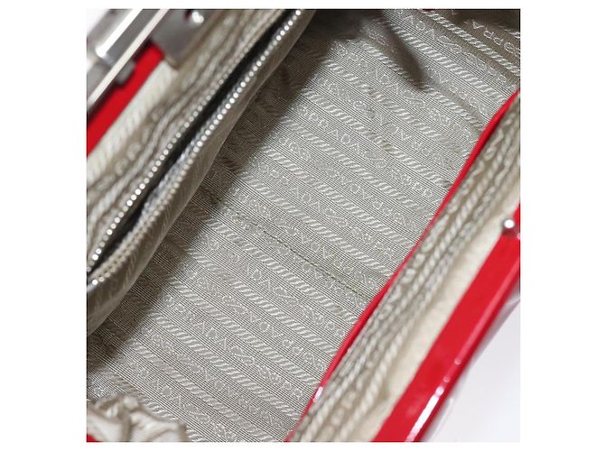 PRADA Borsa a Mano Smalto Rosso Argento Auth BA2814 - vista 10