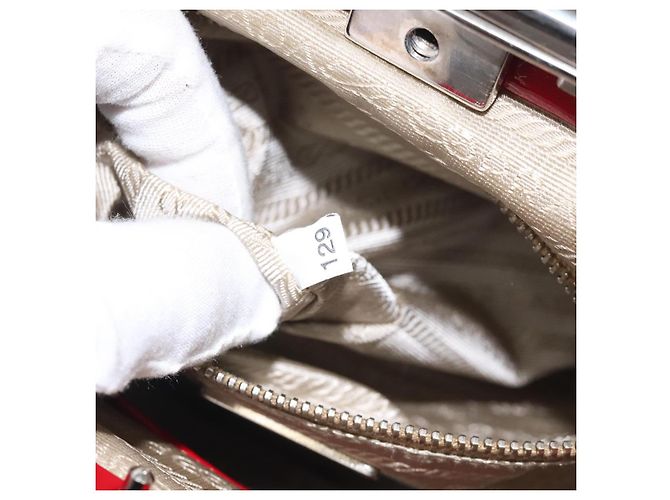 PRADA Borsa a Mano Smalto Rosso Argento Auth BA2814 - vista 11