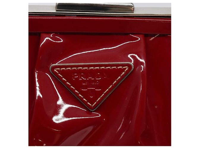 PRADA Borsa a Mano Smalto Rosso Argento Auth BA2814 - vista 18