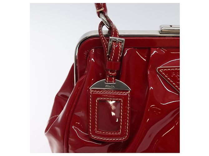 PRADA Borsa a Mano Smalto Rosso Argento Auth BA2814 - vista 19