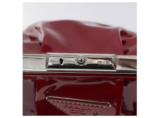 PRADA Borsa a Mano Smalto Rosso Argento Auth BA2814 - vista 20
