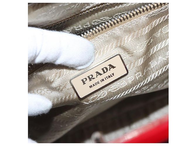 PRADA Borsa a Mano Smalto Rosso Argento Auth BA2814 - vista 21