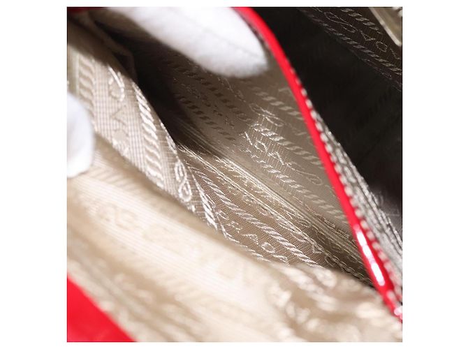 PRADA Borsa a Mano Smalto Rosso Argento Auth BA2814 - vista 25