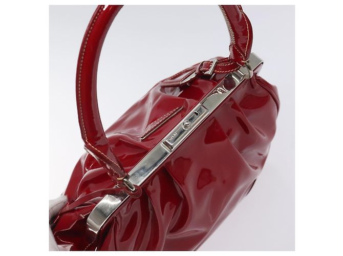 PRADA Borsa a Mano Smalto Rosso Argento Auth BA2814 - vista 6