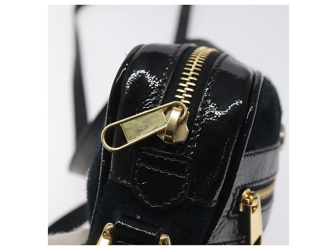 Borsa a spalla GUCCI Ofdea Sherry Line in suede blu navy e oro 517350 Auth BA2925 D'oro - vista 10