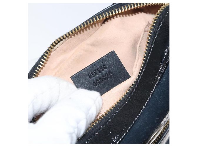 Borsa a spalla GUCCI Ofdea Sherry Line in suede blu navy e oro 517350 Auth BA2925 D'oro - vista 12