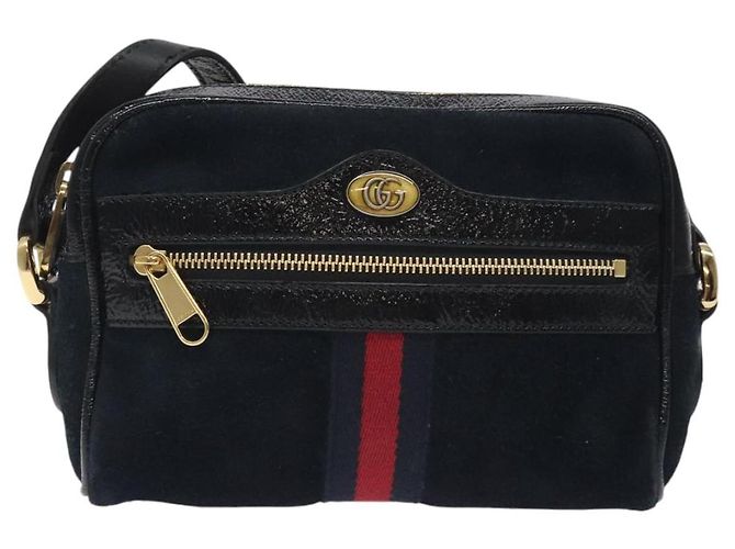 Borsa a spalla GUCCI Ofdea Sherry Line in suede blu navy e oro 517350 Auth BA2925 D'oro - vista 13