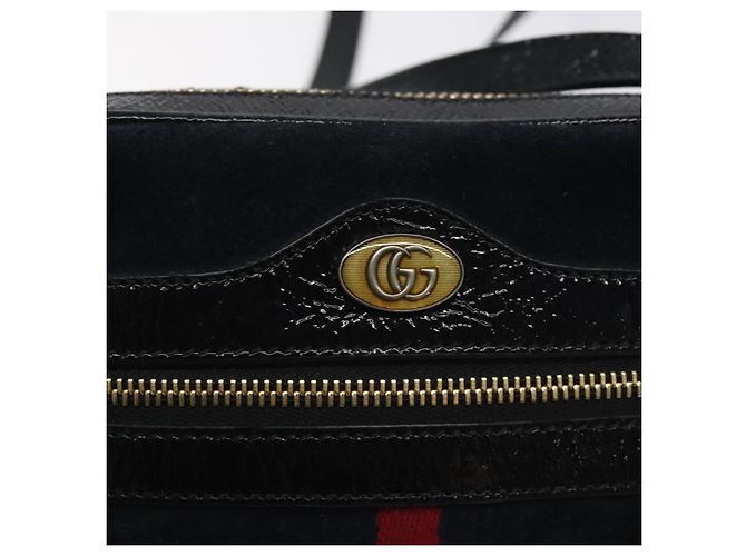 Borsa a spalla GUCCI Ofdea Sherry Line in suede blu navy e oro 517350 Auth BA2925 D'oro - vista 17