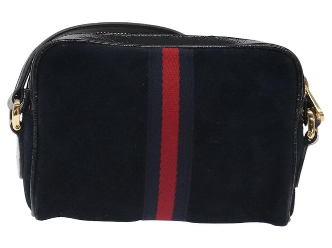 Borsa a spalla GUCCI Ofdea Sherry Line in suede blu navy e oro 517350 Auth BA2925 D'oro - vista 2
