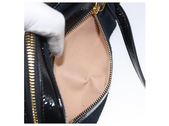 Borsa a spalla GUCCI Ofdea Sherry Line in suede blu navy e oro 517350 Auth BA2925 D'oro - vista 22
