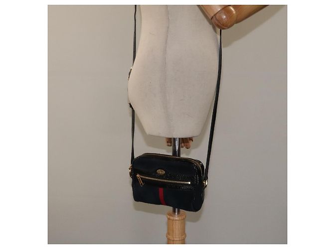 Borsa a spalla GUCCI Ofdea Sherry Line in suede blu navy e oro 517350 Auth BA2925 D'oro - vista 23