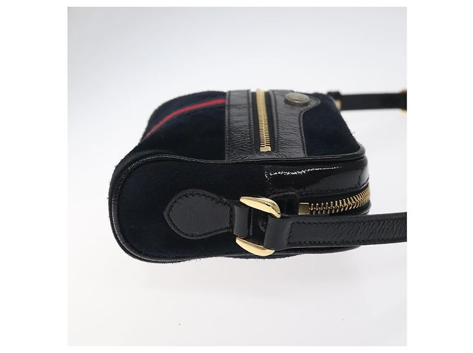 Borsa a spalla GUCCI Ofdea Sherry Line in suede blu navy e oro 517350 Auth BA2925 D'oro - vista 3