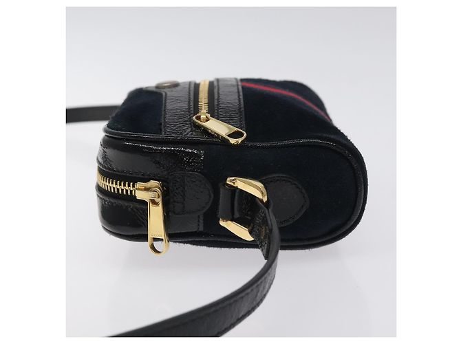 Borsa a spalla GUCCI Ofdea Sherry Line in suede blu navy e oro 517350 Auth BA2925 D'oro - vista 4