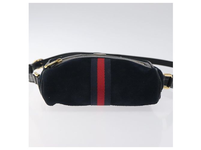 Borsa a spalla GUCCI Ofdea Sherry Line in suede blu navy e oro 517350 Auth BA2925 D'oro - vista 5