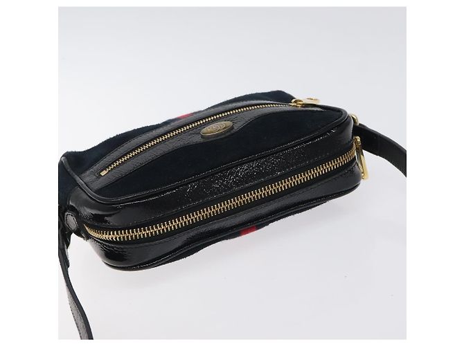 Borsa a spalla GUCCI Ofdea Sherry Line in suede blu navy e oro 517350 Auth BA2925 D'oro - vista 6