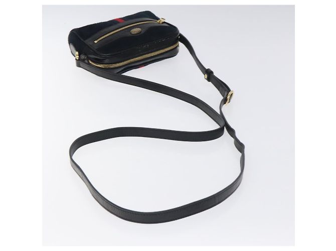 Borsa a spalla GUCCI Ofdea Sherry Line in suede blu navy e oro 517350 Auth BA2925 D'oro - vista 7