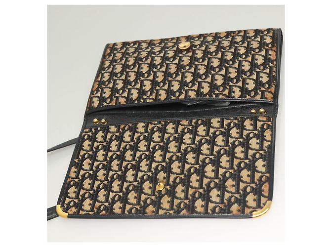 Borsa a spalla in tela Trotter Christian Dior blu navy oro Auth BA2763 D'oro - vista 10